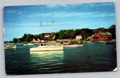 1957 Pleasure Craft At Anchor York Harbor Maine ME Vintage Postcard
