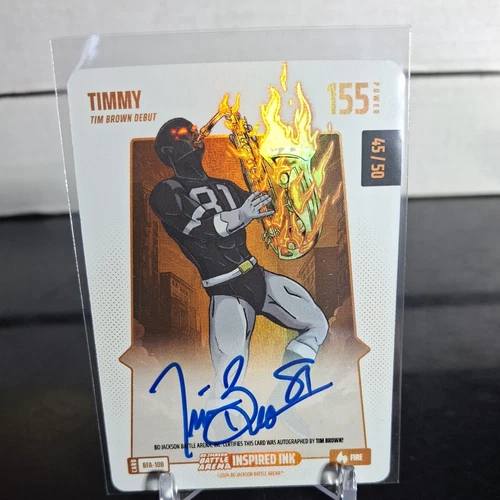 Bo Jackson Battle Arena Timmy Fire Auto /50 Tim Brown Raiders Mint
