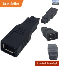 Elegant Black FireWire Converter: Connect 6 Pin Female to 9 Pin Male Easily
