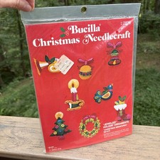 VTG Bucilla Christmas Needlecraft Jeweled Christmas Miniature Ornaments Kit 2823