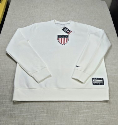 NIKE Team USA Sweatshirt XL Womens White Blue Red Phoenix Fleece Soccer Crewneck