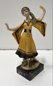 Depose Italy Dancing Girl Figurine Genuine Carrara Marble Base 7 Inch Vintage