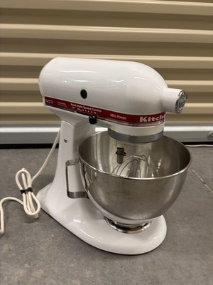 KitchenAid Ultra Power KSM90 Stand Mixer White with Red Band ~ Includes Bowl