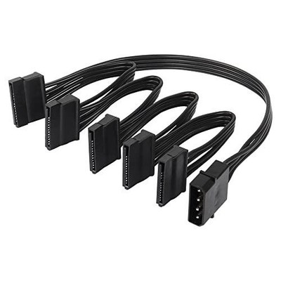 SATA Stromkabel groß 4Pin Stecker auf 5 x 15 Pin SATA Buchse Festplatte Strom für