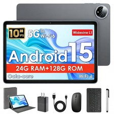 Tablet 10 Pollici Android 15 PC Portatile 24GB RAM 128GB WiFi 5G Tastiera Mouse