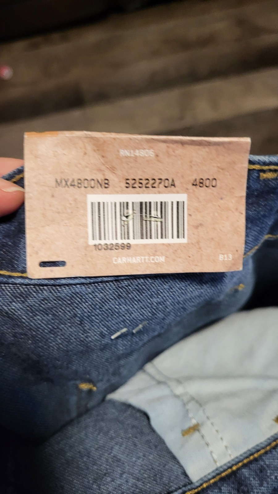 Carhartt Mens B13 DST Work Dungaree Loose Original Fit Jeans 36 x 32 Blue thumbnail 8