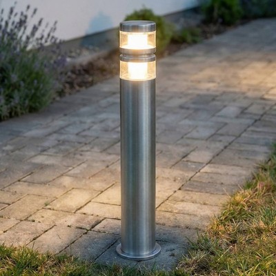 Lindby Edelstahl LED Wegeleuchte, Pollerleuchte 60 cm, Wegelampe spritzwasserges
