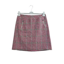 Talbots Mini Skirt Womens 6 Pink Plaid Wool Blend Tweed Zipper Pockets Lined EUC