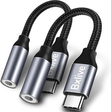 2 Pack USB Type C to 3.5mm Aux Adaptor, with Integrated DAC Chip(24-bit / 96kHz)