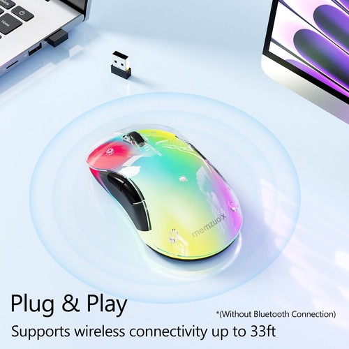 memzuoix 2.4G LED Wireless Mouse, Rechargeable Ergonomic Mouse with Detachabl... - Afbeelding 3 van 9