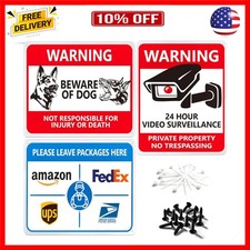 3 Pack Private Property No Trespassing Sign,Set Included Video Surveillance S...
