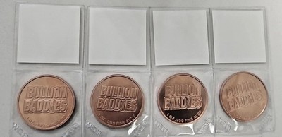 LOT OF 4 ~ BULLION BADDIES COPPER ROUNDS IN FLIPS ~ EACH .999 FINE 1 AVDP OUNCE