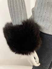 NWOT - Luxurious Plush Black Fox Fur Cuffs - 7 - 8 Inches Around - Vintage
