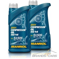 2X 1 L Liter Mannol Compressor Oil Iso 46 Kompressor ÖL Kompressor KompressorÖL