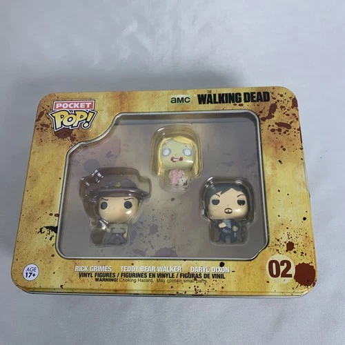 The Walking Dead Funko Pocket Pop Vaulted 3 Piece Tin Box Set Sealed Rick Daryl