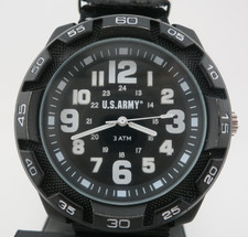 US Army All Black Analog Field Watch with Backlight - 37200031 - New Battery
