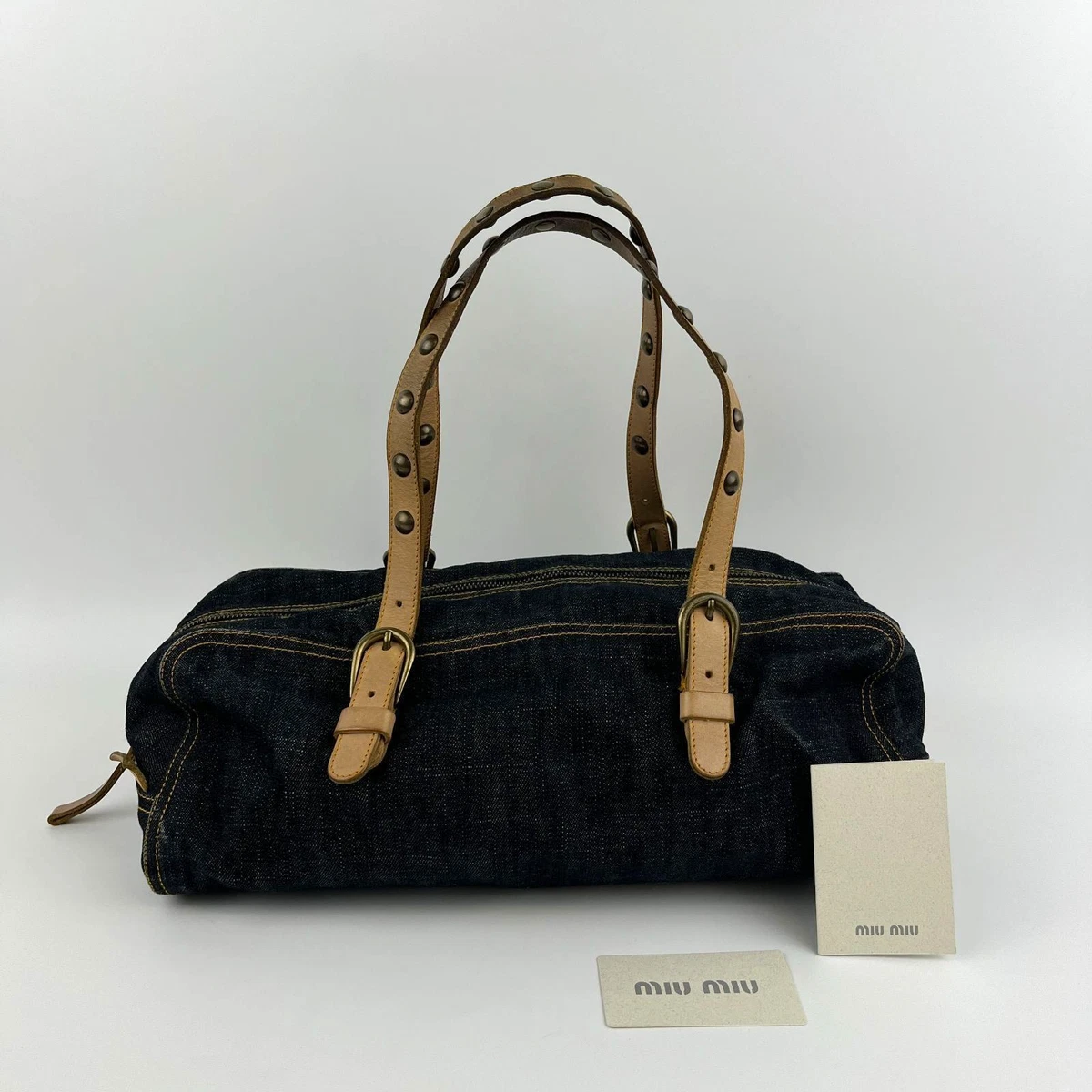 バッグ Miu Miu Logo Denim 2way Shoulder Bag Miu Miu Shoulder Bag Denim Exterior Bags & Handbags for Women for