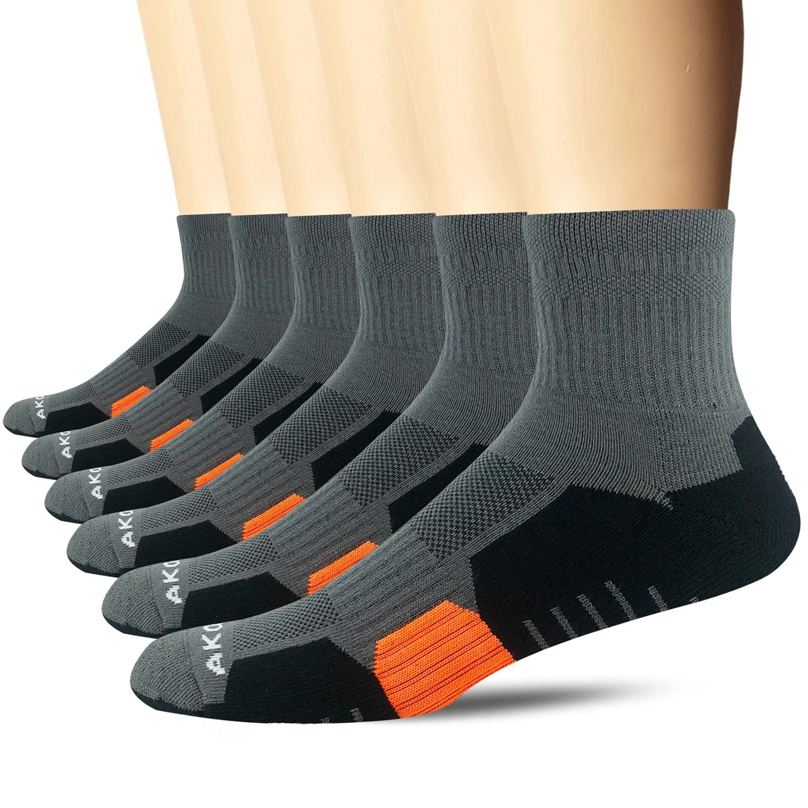 AKOENY Men's Athletic Running Cushioned Quarter Socks, Graphite Grey, Size 9-... - Picture 1 of 8