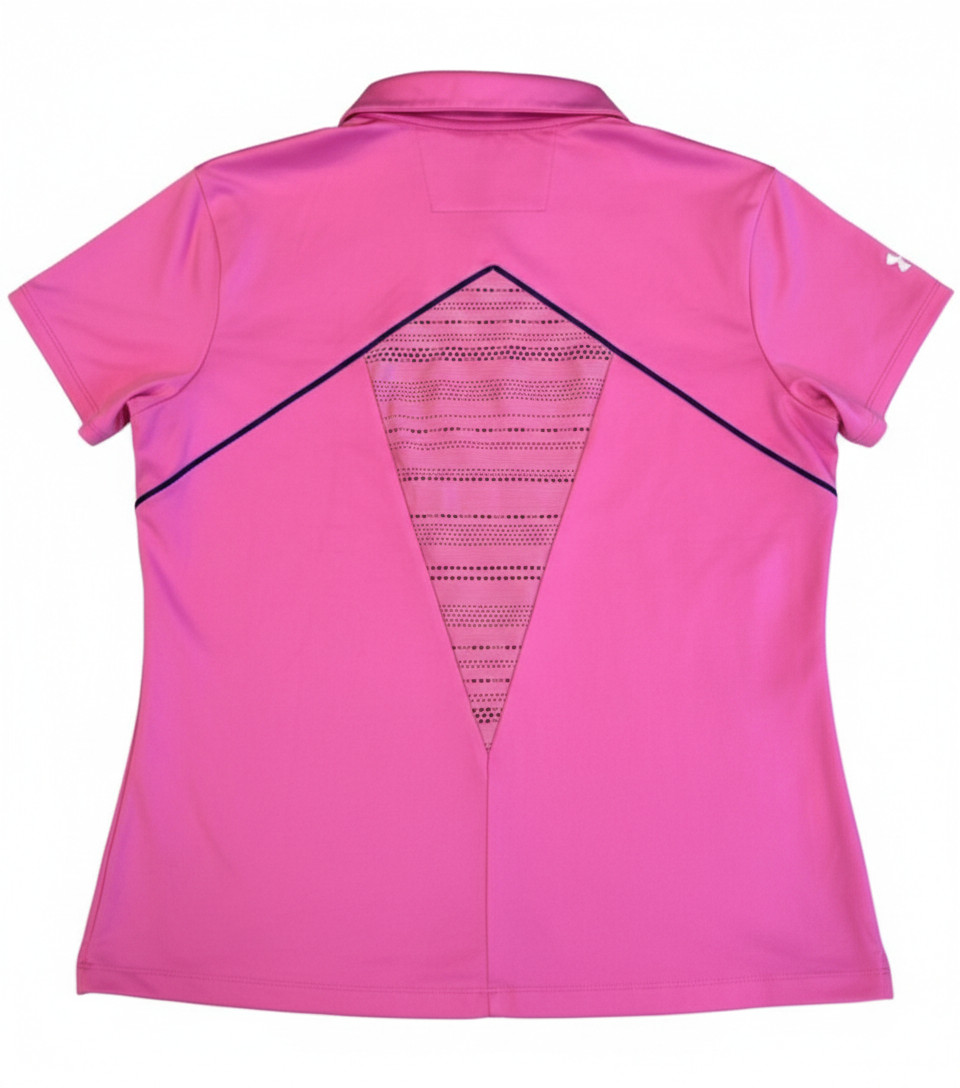 Under Armour Women’s HeatGear Pink Polo Loose Fit Golf Shirt Vented Back XL thumbnail 2