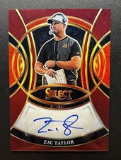 2025 Panini Select Signatures Zac Taylor Red Prizm /75 Bengals Auto