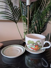 Portmeirion Pomona Jumbo Cherry Coffee Tea Cup + 2 Matching Small Saucers