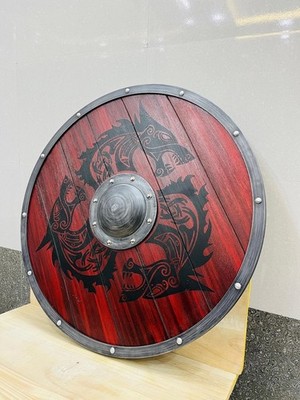 24'' Medieval Viking Shield Warrior Shield Metal Boss Dragon Design Handmade Gift