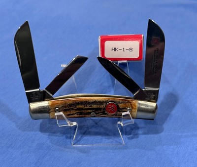 ZWILLING  J.A. HENCKELS HK- 1- S  4  Blade Folding Knife Stag Handle in Box NEW