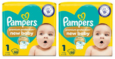 100 x Pampers New Baby Size 1 Nappy 2-5Kg Premium Protection, 2 x 50 Pack 0.36 per nappy