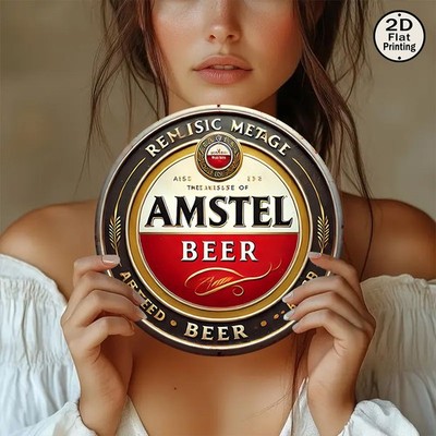 Vintage Amstel Beer Logo Dutch Brewery Tin Metal Signs Home Décor 8x8