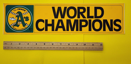 Vintage 1970s Oakland Athletics World Champions A's Bumper Sticker Rare
