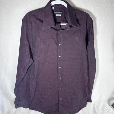 DOLCE & GABBANA DRK PURPLE DRESS SHIRT Jacquard Cotton Mens 42 16.5 LARGE  1Y | eBay