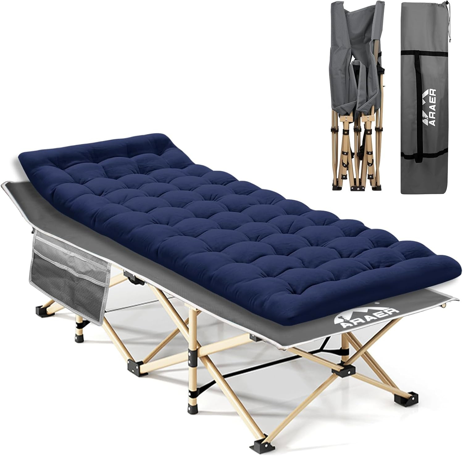 Catre de camping con colchon portatile per adulti ninos y siesta de oficina