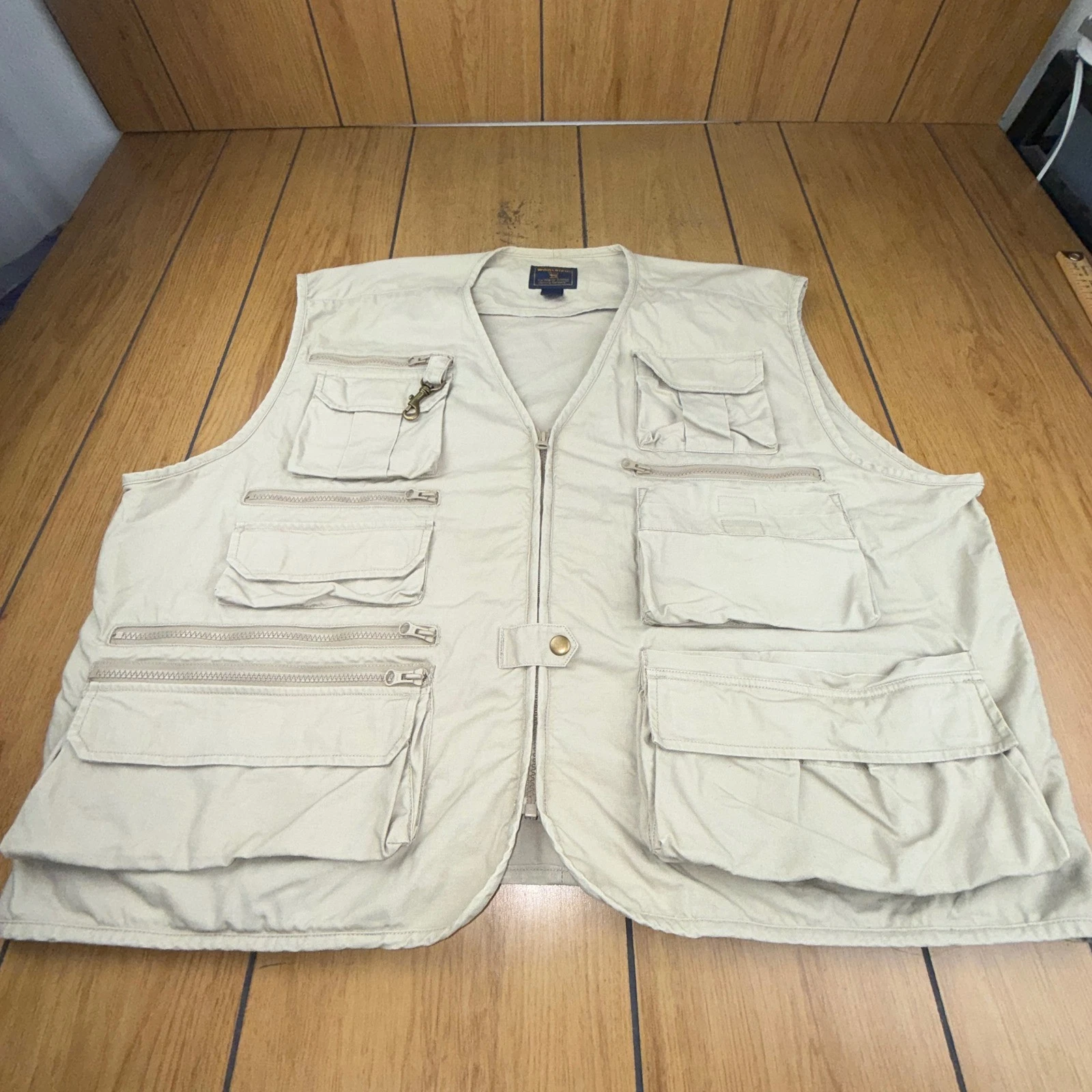Woolrich Mens Khaki Cotton Multi-Pocket Utility Fishing Vest 475WS 2XL