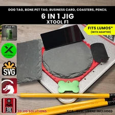 xTool F1 6-in-1 Jig | Business Card, Military Dog Tag, Bone Tag, Coaster, Pencil