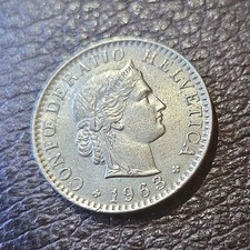 Switzerland 20 Rappen Copper-Nickel Coin 1963 BN Ungraded Uncertified