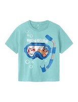Name It Nmmmorish Paw Nreg Ss Top, MäDchen T-Shirt, GrößE Cplg, Blau, Baumwolle