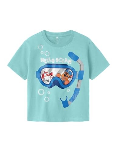 Name It Nmmmorish Paw Nreg Ss Top, MäDchen T-Shirt, GrößE Cplg, Blau, Baumwolle-image