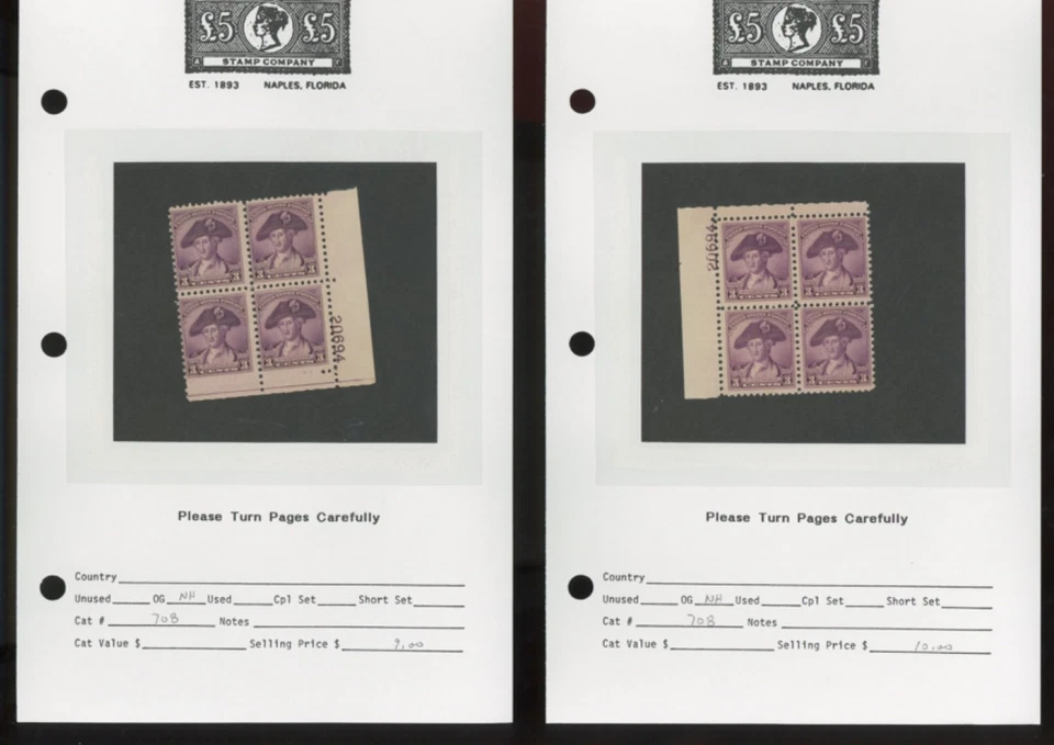 US stamps 707 to 725   39  mnh mh  plateblocks dealer lot   (mb33 - Image 2 of 4