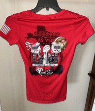 T-shirt Sand Trap Sports Bar Super Bowl LVIII rossa scollo a V maglia airlume taglia S