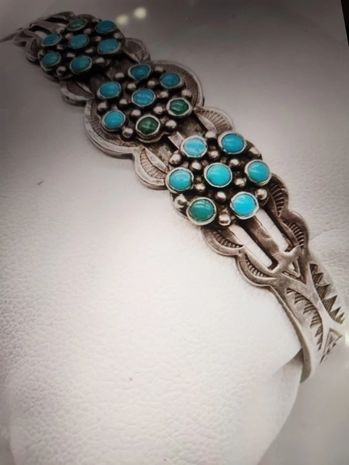 Seltenes signiertes Maisels Trading Post Sterlingsilber Türkis Armreif Armband - Bild 3 von 4