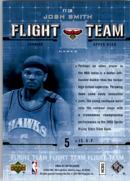 2006-07 UD Reserve Flight Team #SM Josh Smith - BSK - Image 2 of 2