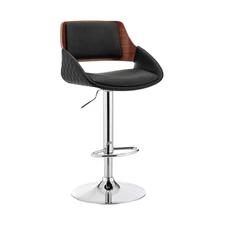Armen Living Colby Adjustable Faux Leather and Chrome Finish Bar Stool