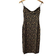 WeWoreWhat Revolve Black Ditsy Daisies Floral Cowl Neck Midi Slip Dress Size 00