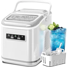 26lbs/24H Portable Compact Small Bullet Ice Maker ,Self Cleaning,9 Cubes/6 Mins