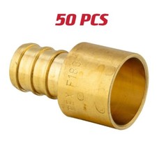 EFIELD 50 PCS Pex 1/2" X 1/2" Female Sweat Adapter Brass Crimp Fittings,No Lead