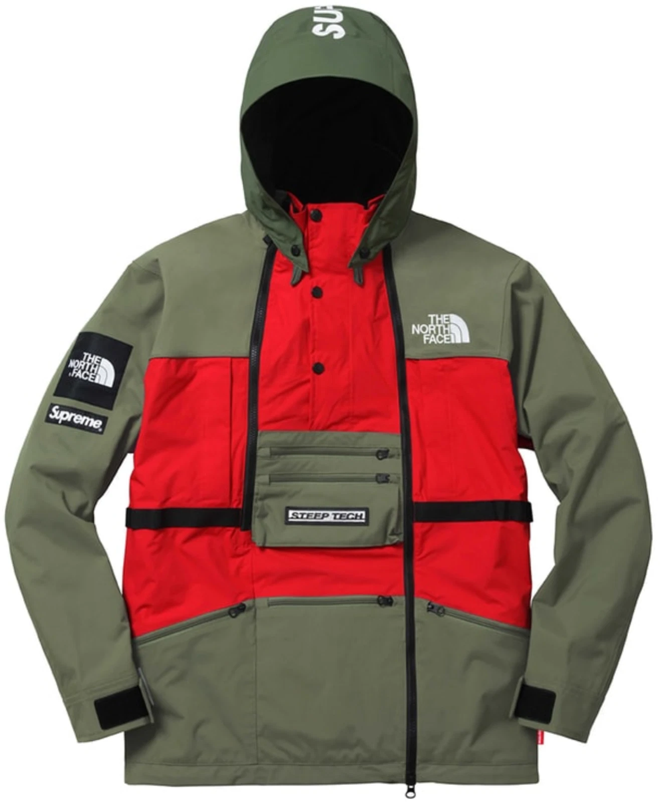 DS RARE SS16 SUPREME x THE NORTH FACE STEEP TECH VESTE À CAPUCHE BRONZE VERT TAILLE M