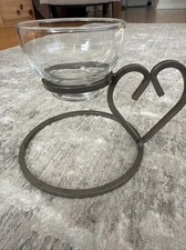 Danish Iron & Glass Heart Single Candle Holder Scandinavian Modern design