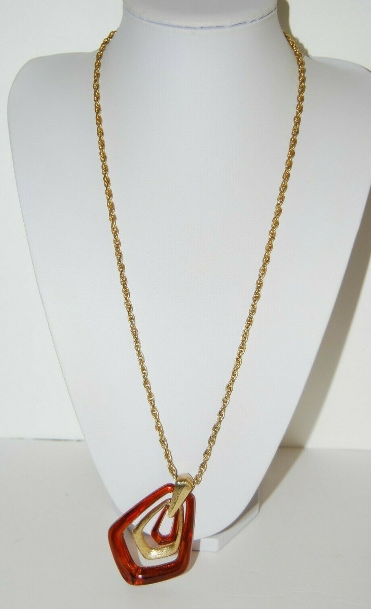 アンティークネックレス AVON VINTAGE 1886 1976 ANNIVERSARY CHAIN & LARGE FAUX TORTOISE