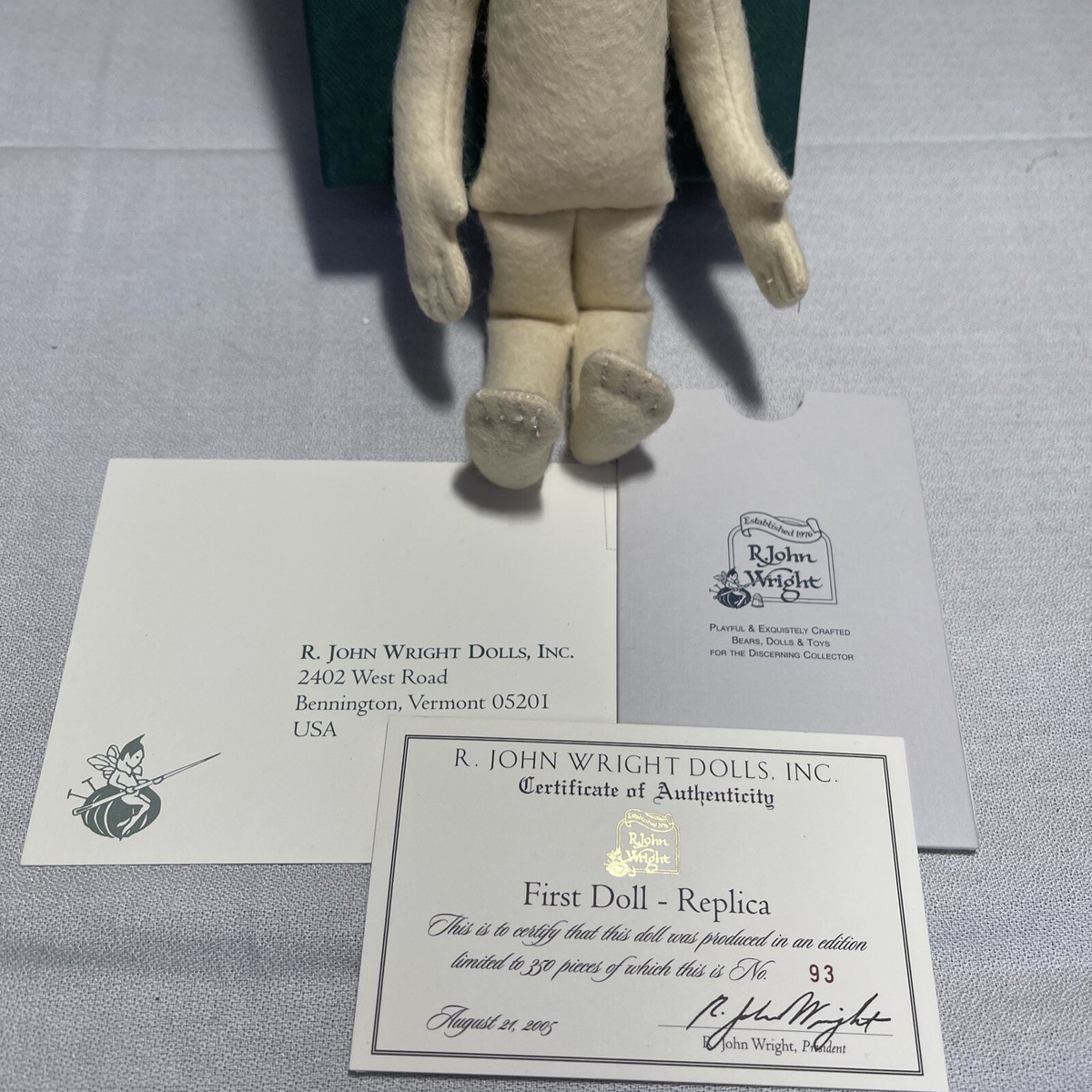 R. JOHN WRIGHT 2005 9 INCH FIRST DOLL REPLICA 69/350. SIGNED R. JOHN WRIGHT 2005 9 INCH FIRST DOLL REPLICA 69/350. SIGNED