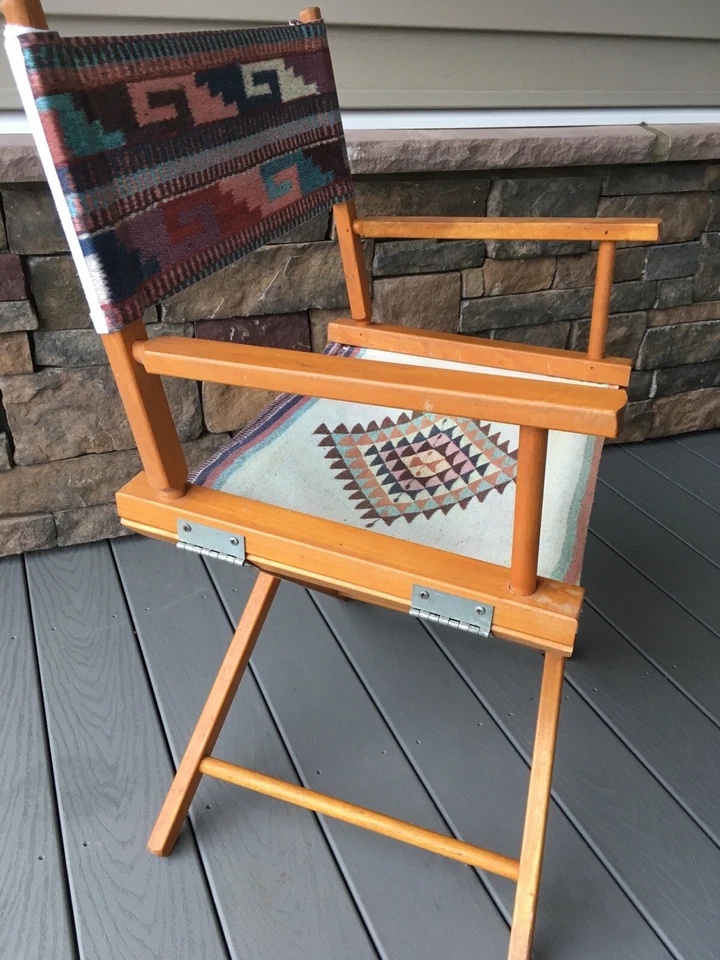 Золотая медаль винтажный середины века современный ретро дерева ацтеков S-West холст директор стул - Изображение 3 из 4